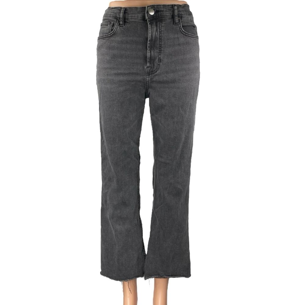 MNG Mango Bootcrop Women's Black High Waist Flared Bootcut Denim Jeans Pants 8
